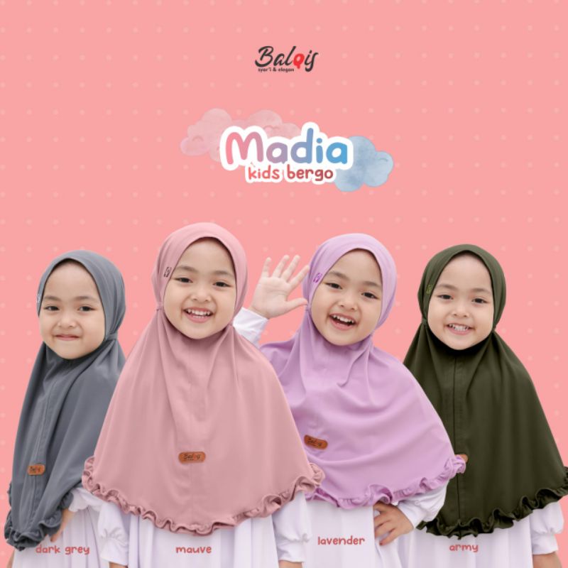 Hijab Instant Anak Lucu Madia Bergo Tali Anak Madia ORI Balqis Hijab