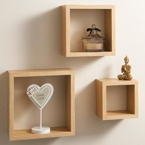 Rak Dinding Persegi - Rak Kayu - Rak Dekorasi