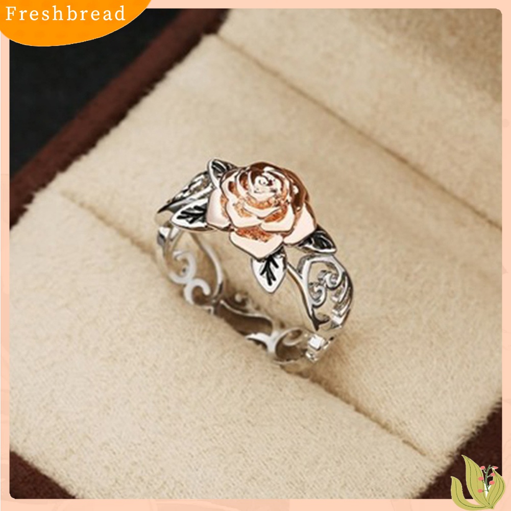 Terlaris Vintage Women Two Tone Flower Band Finger Ring Wedding Engagement Jewelry Gift