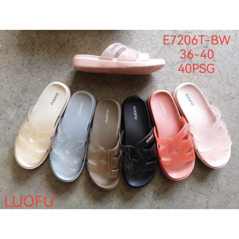 Sandal wanita Luofu Ori E7206E Sandal selop silang Cewek Trendy nyaman