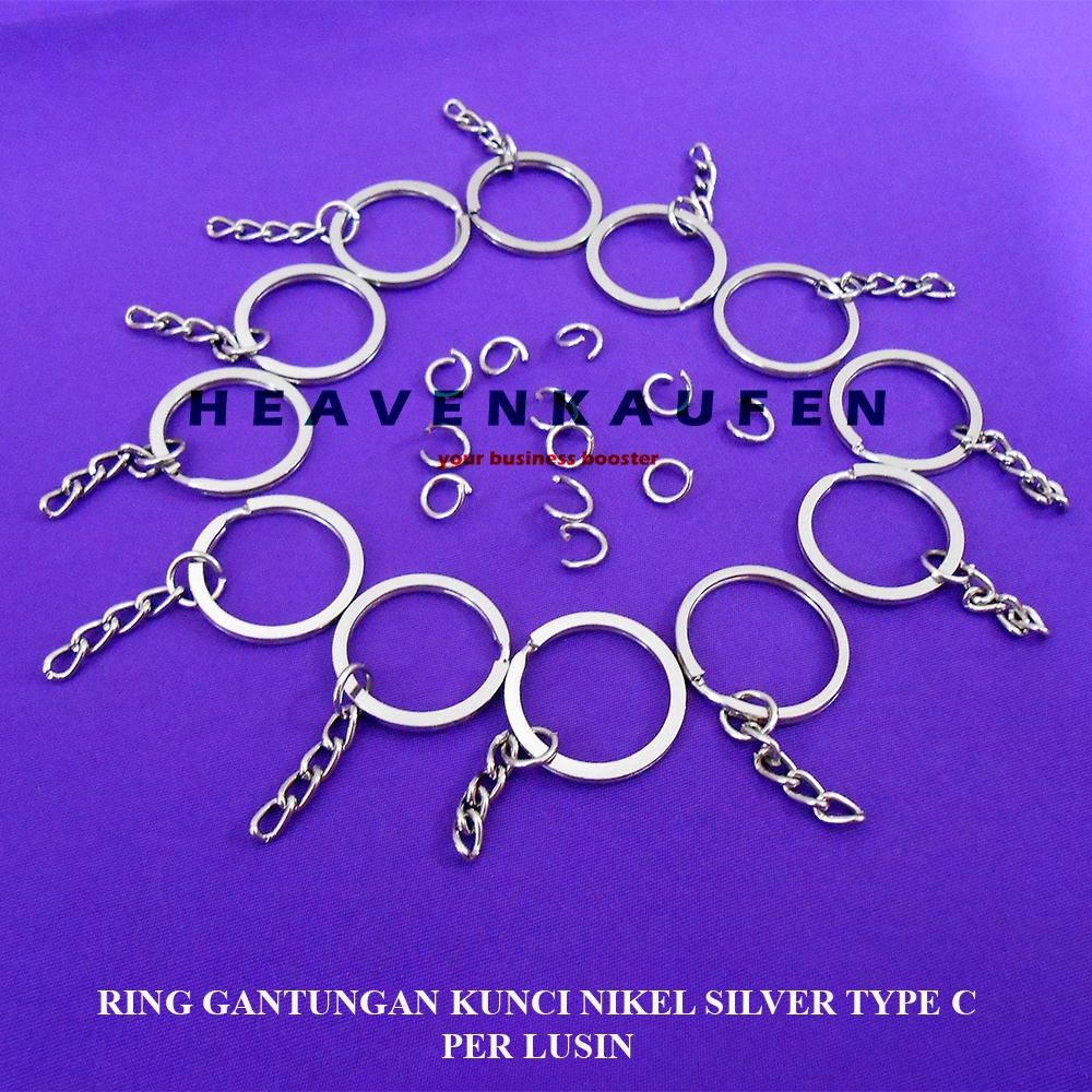 Ring Gantungan Kunci Type C Warna Nikel Silver Model Rantai Harga Per Lusin