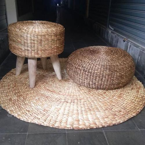 karpet bulat rug anyaman eceng gondok
