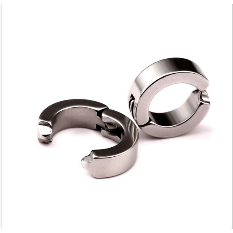 Anting Jepit Pria Wanita Stainless Steel Titanium Anti Karat