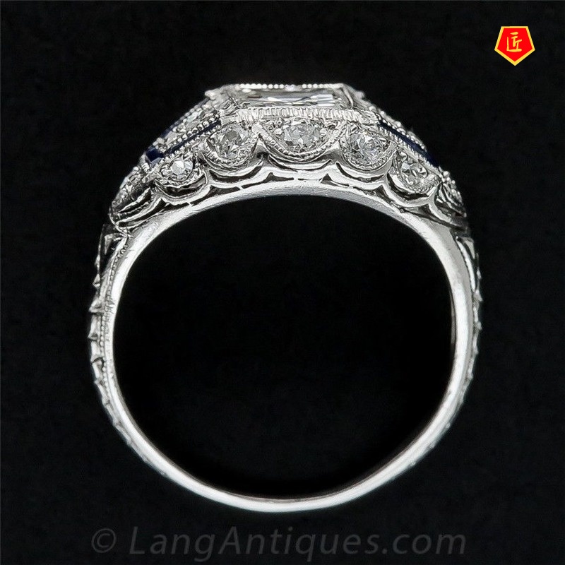 [Ready Stock]Creative Elegant Inlaid Blue Topaz Ring Women
