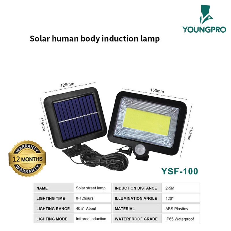 BERGARANSI!! YOUNGPRO Lampu Solar Wall Lamp YSF-100 YCO-150 LED Tenaga Surya Lampu Outdoor 100 LED