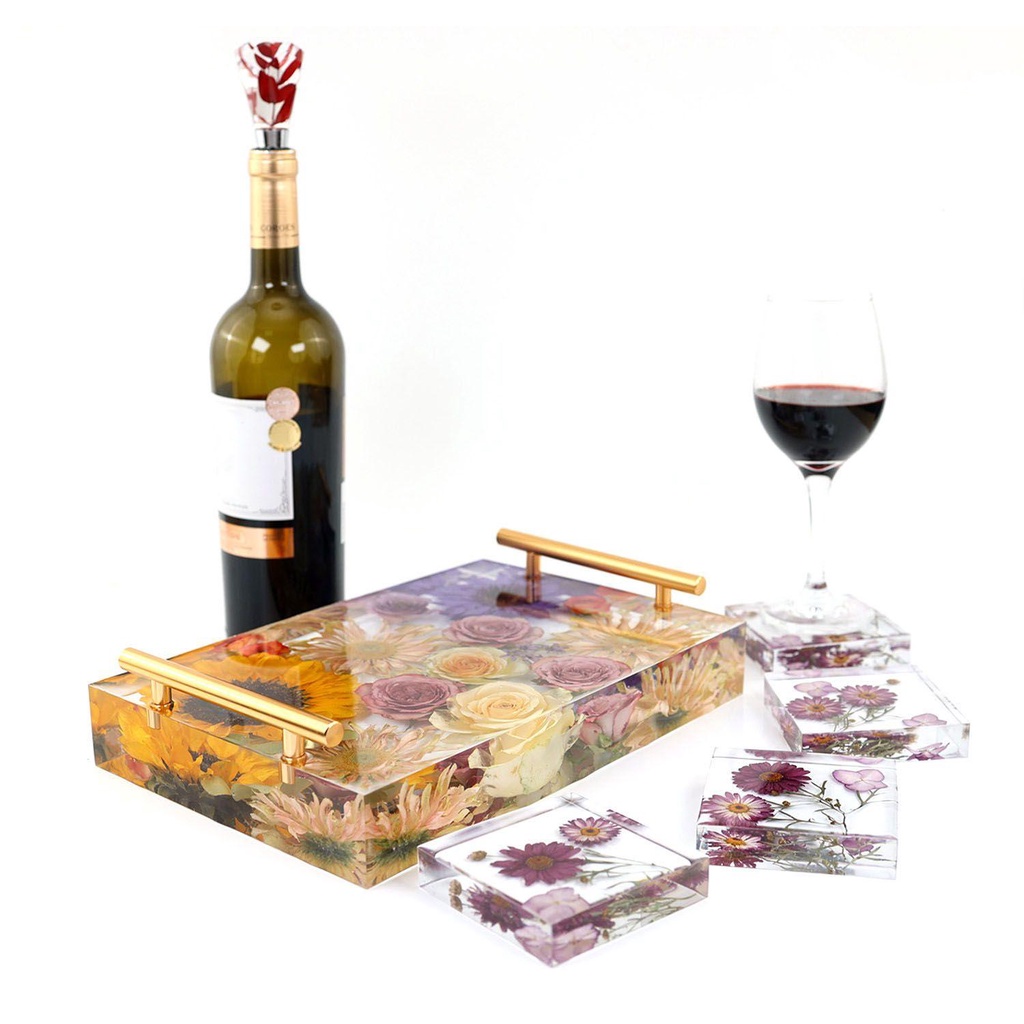 Solighter Cetakan Cor Resin Epoxy Kerajinan Tangan Bracket Base Handle Crystal Tray Silicone Mold