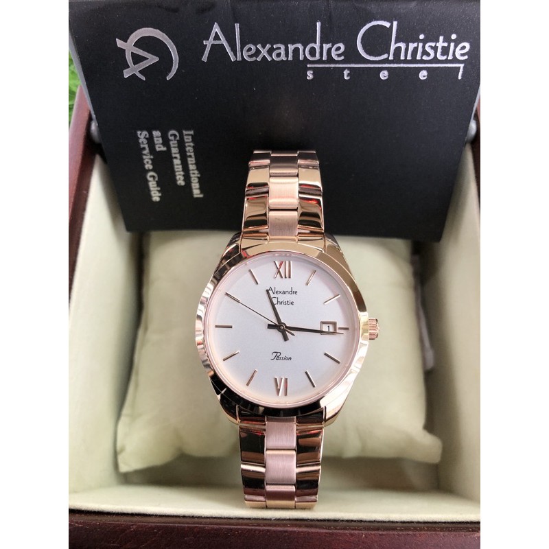 alexandre christie 2840lh rosegold plat putih wanita