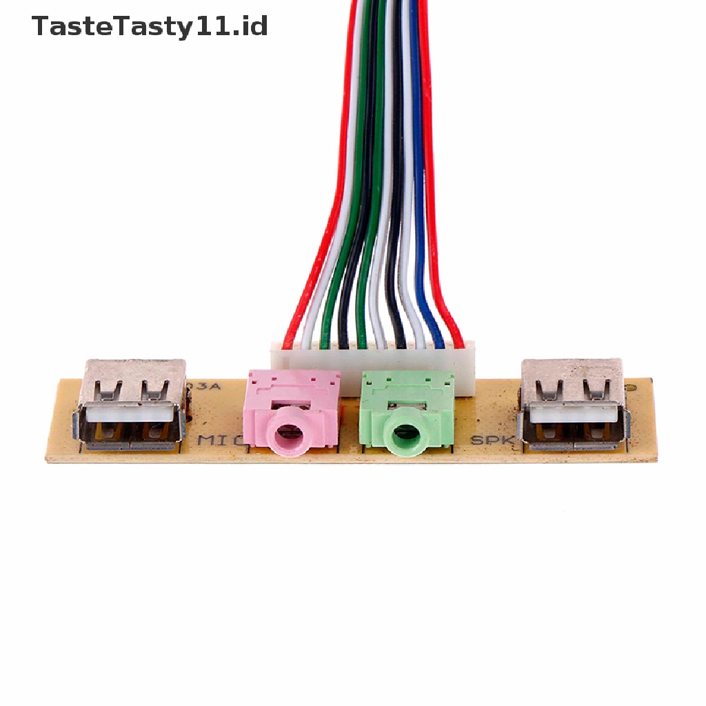 Tastetasty Panel Depan Komputer PC 2 Port USB + Audio + Mic Ukuran 7.8cm