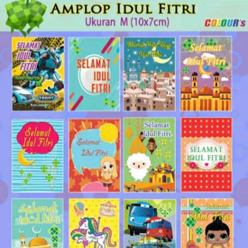 (Isi 5 lembar) Amplop Angpao Lebaran Karakter Anak Ukuran Tanggung - Amplop Idul Fitri