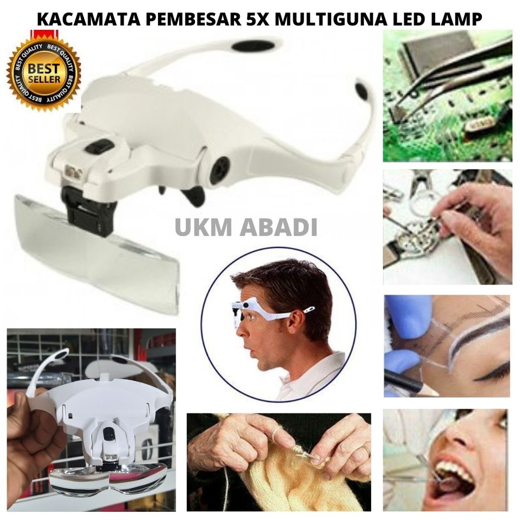 Kacamata Pembesar Service HP Jam Eyeglasses Magnifier LED 9892B2 111157