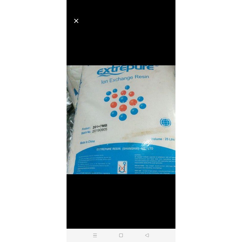 resin anion demin extrepure 25liter