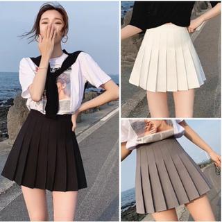 TJM RK258 Rok Pendek Mini Korean Women Mini Skirt Pleated Plain Rok Pendek Polos Model Lipat (S-XXL)