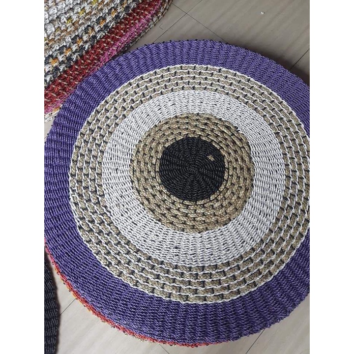 RUG ANYAMAN / KARPET  ANYAM SEAGRAS BULAT WARNA DIAMETER 120 RUG / FLOOR MAT ANYAMAN BULAT