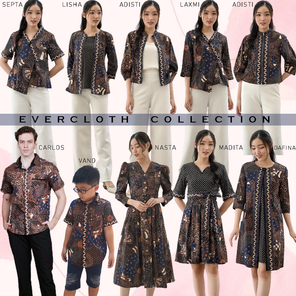 Evercloth Madita Dress Batik Wanita Terusan Batik Couple Modern Kebaya Couple Set Seragam Family