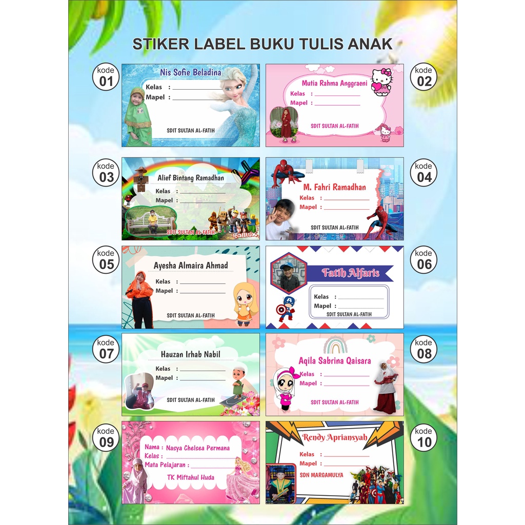 

STIKER LABEL MATA PELAJARAN (MAPEL) CUSTOM ANAK (40 pcs)
