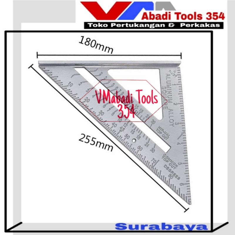 

Penggaris Siku Segitiga 7 Inch bahan aluminium