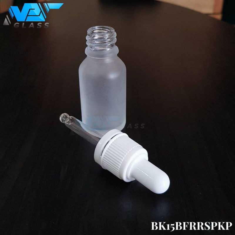 botol pipet kaca frosted 15ml - ring segel putih