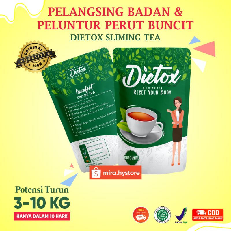 TEH DIETOX SLIMING TEA TEH PELANGSING BADAN ALAMI PELUNTUR LEMAK ALAMI DETOX MAKANAN