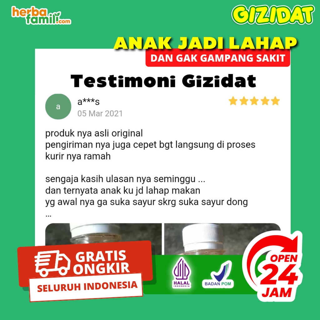 GIZIDAT 100% ORIGINAL | Vitamin Anak/Bayi Nafsu Makan Ori Official Store Asli Penambah Nafsu Makan Anak Secara Alami Tanpa Efek Samping Sangat Efektif Agar Anak Mau Makan GIZIDAT