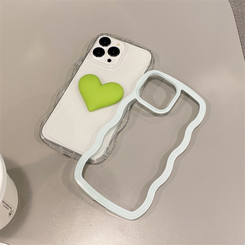 2 IN 1 Case Transparan Motif Hati 3D Warna Macaron Untuk Iphone 7 8 PLUS X XR XS 11 12 13 PRO MAX