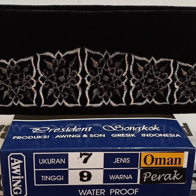 Peci songkok AC hitam awing Oman (bordir perak / emas)