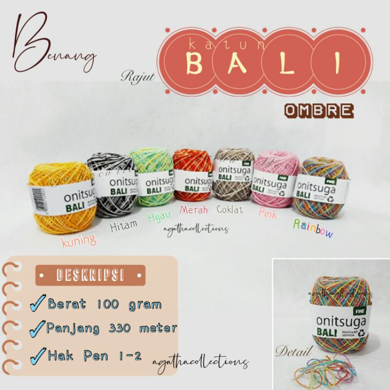 Benang rajut katun Ombre BALI
