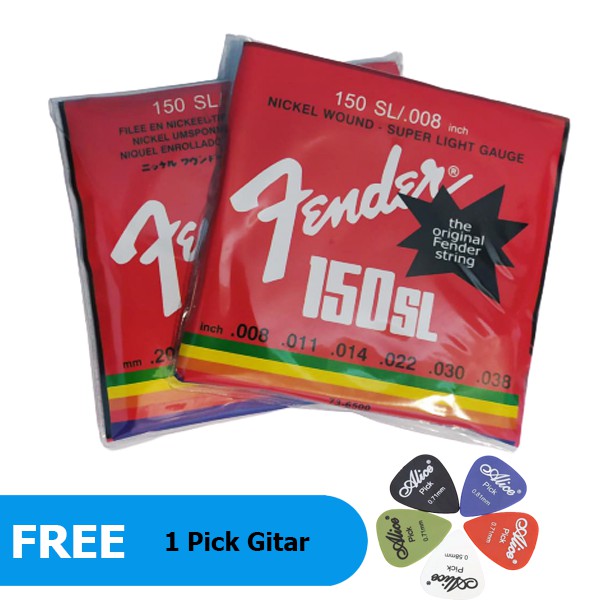 Senar Fender 008 Gitar listrik akustik 1 Set free pickgitar
