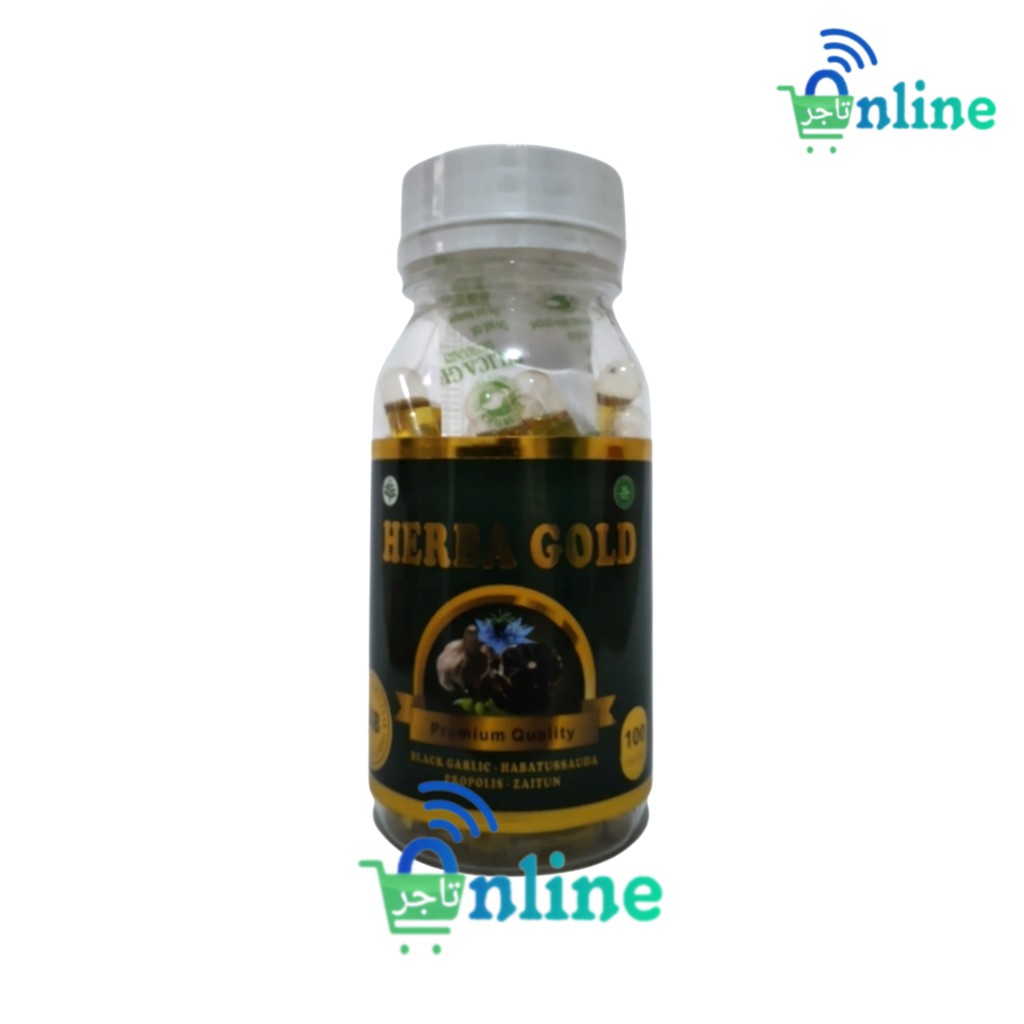 Kapsul Herba Gold 100kp Herbal Kolestrol - Black Garlic + Habbatussauda + Propolis + Zaitun