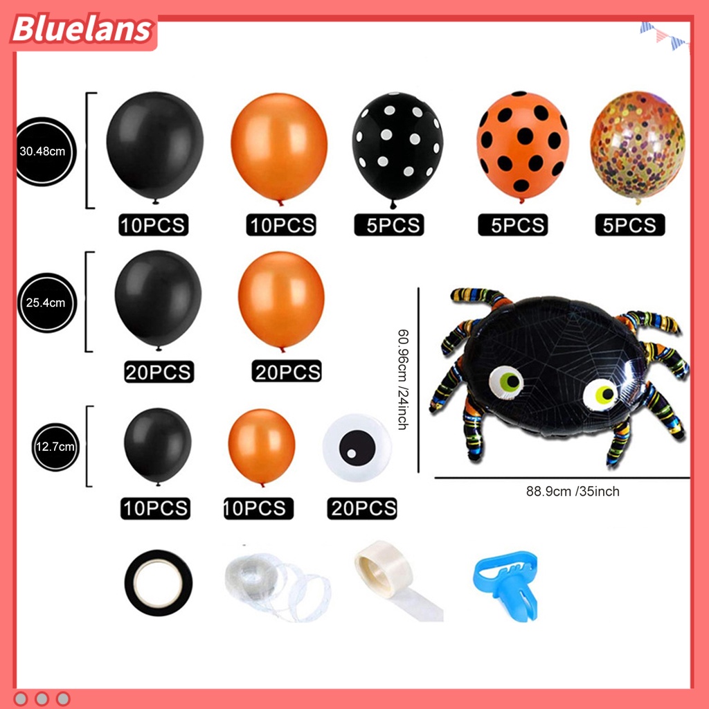 120pcs / Set Balon Latex Inflatable Bentuk Mata Hantu / Laba-Laba Untuk Dekorasi Halloween