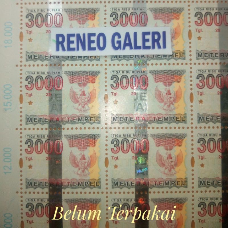 

1 Potong Materai Tempel Rp 3000 Rupiah tahun 2005,2006,2007,2008,2009,2010 Matrai lama kuno 3.000