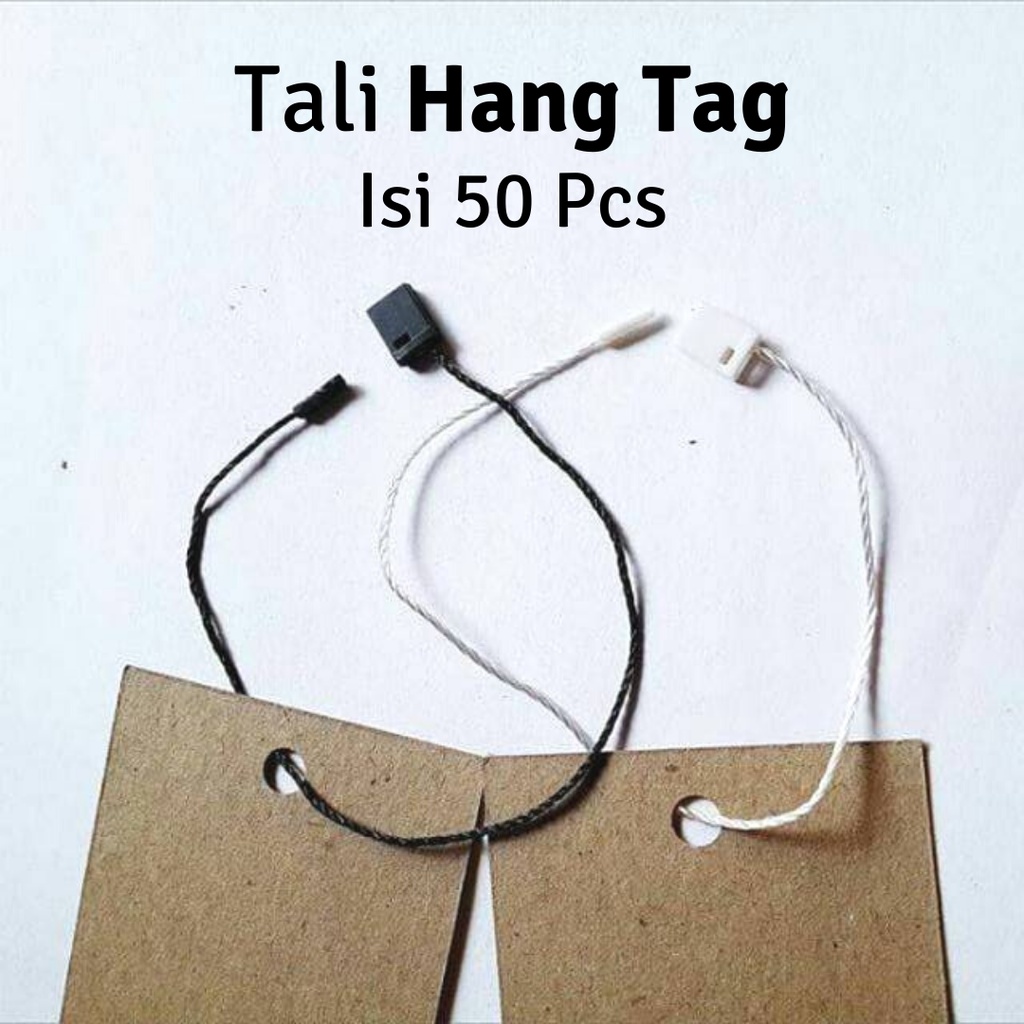 

(50 pcs) Tali Hangtag Tali Hitam dan Putih Premium / Loop Pin / Hang Tag Label Baju / Tali merk baju