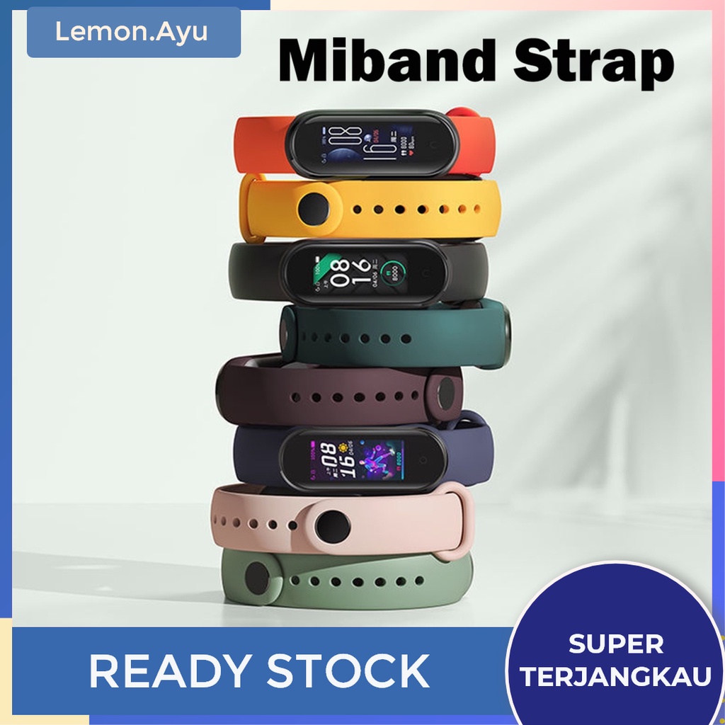 Tali Strap Gelang Silikon Untuk Xiaomi Band 3 4 5 6 Motif Polos