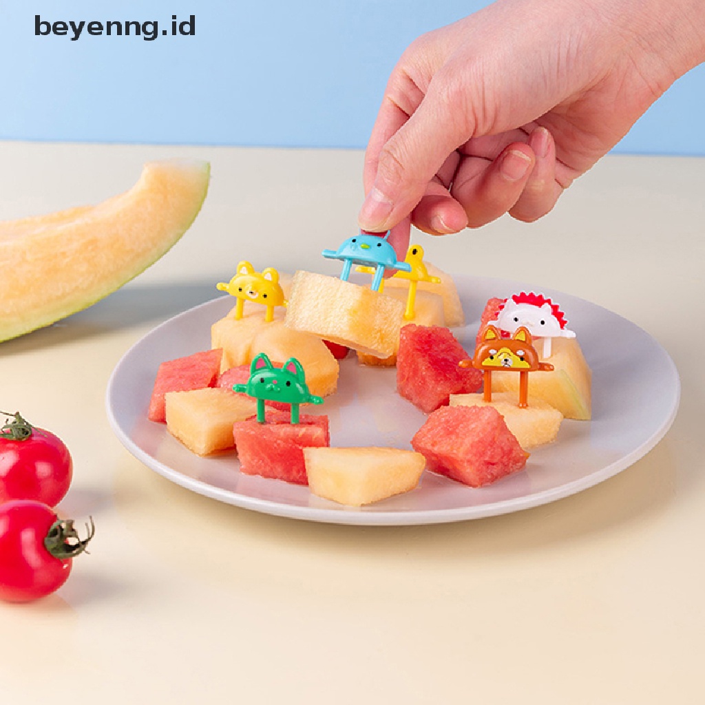 Beyen 6Pcs Garpu Buah / Dessert / Bento Desain Kartun Hewan Lucu