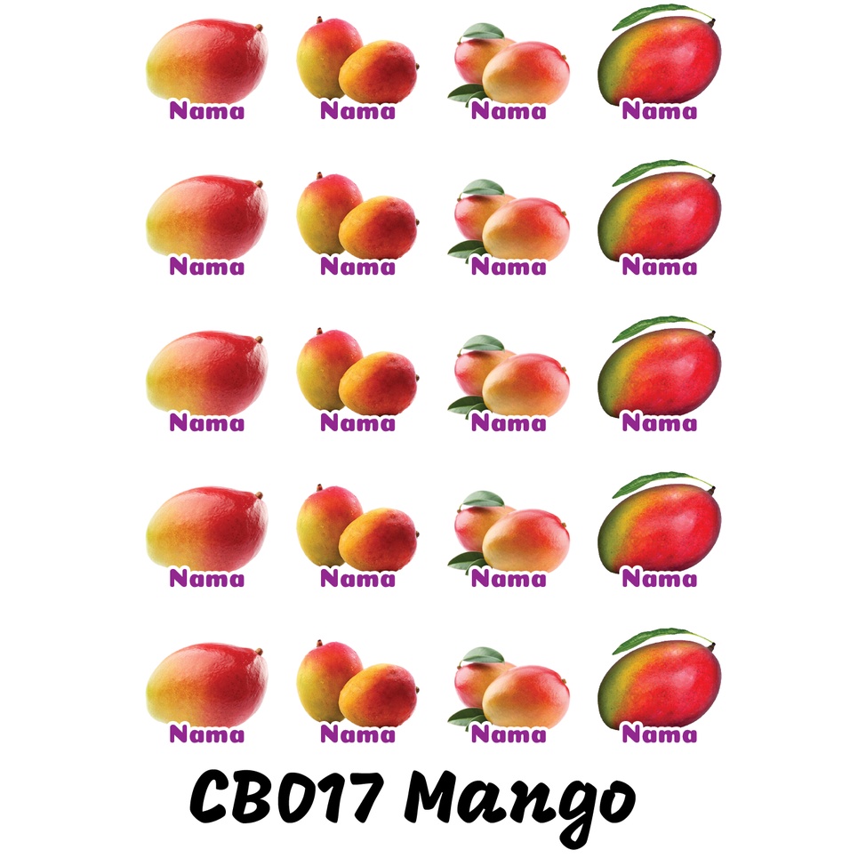 

Sticker Nama Cutting Label Waterproof Tahan Air Mango Red (CB017)