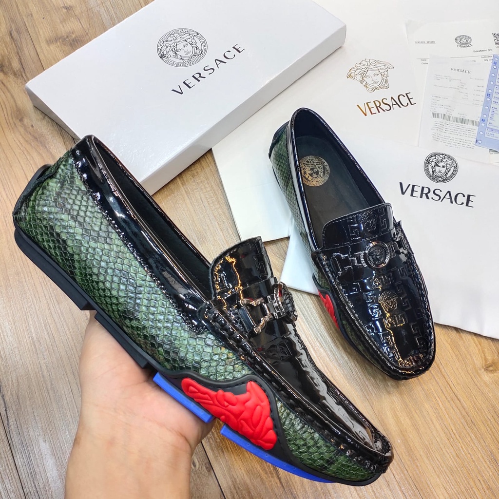 SEPATU PRIA LOAFERS KULIT ASLI BRANDED IMPORT VRSACE