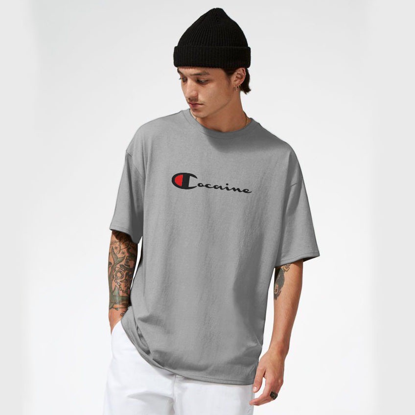 [LANGSUNG DARI PABRIK] [HARGA RESELLER] Kaos Polos Bahan Cotton Combad 30s Tulisan Cocaine