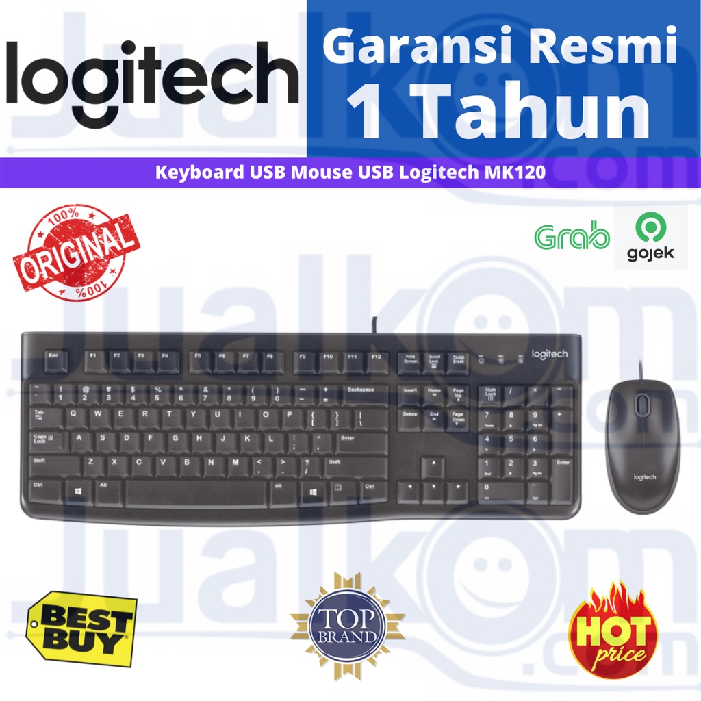 Logitech Keyboard + Mouse Optical USB MK120 Resmi