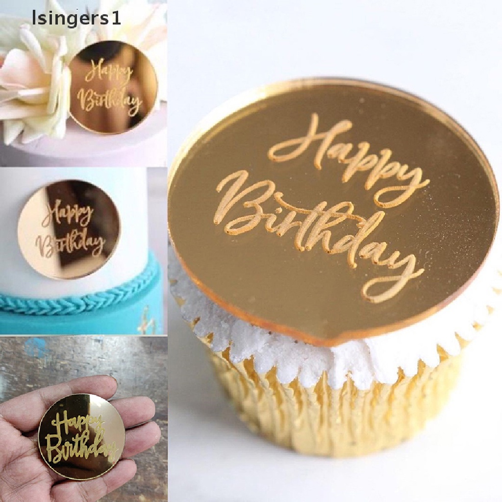 (lsingers1) Topper Kue Ulang Tahun Bentuk Lingkaran Bahan Akrilik Warna Rose Gold