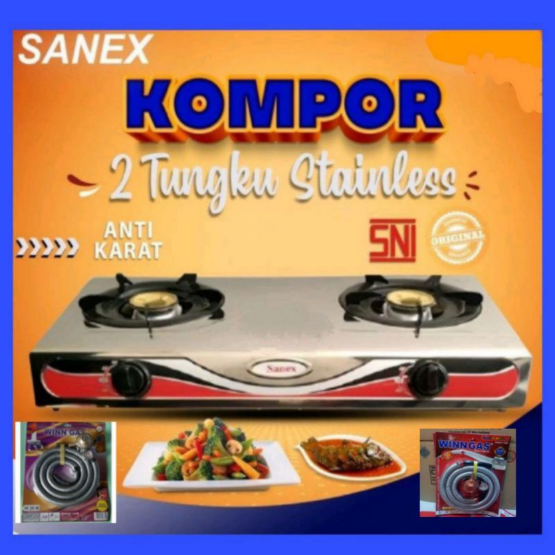 Sanex , PROGAS  TEFLON  Kompor  , Kompor Gas 2 Tungku