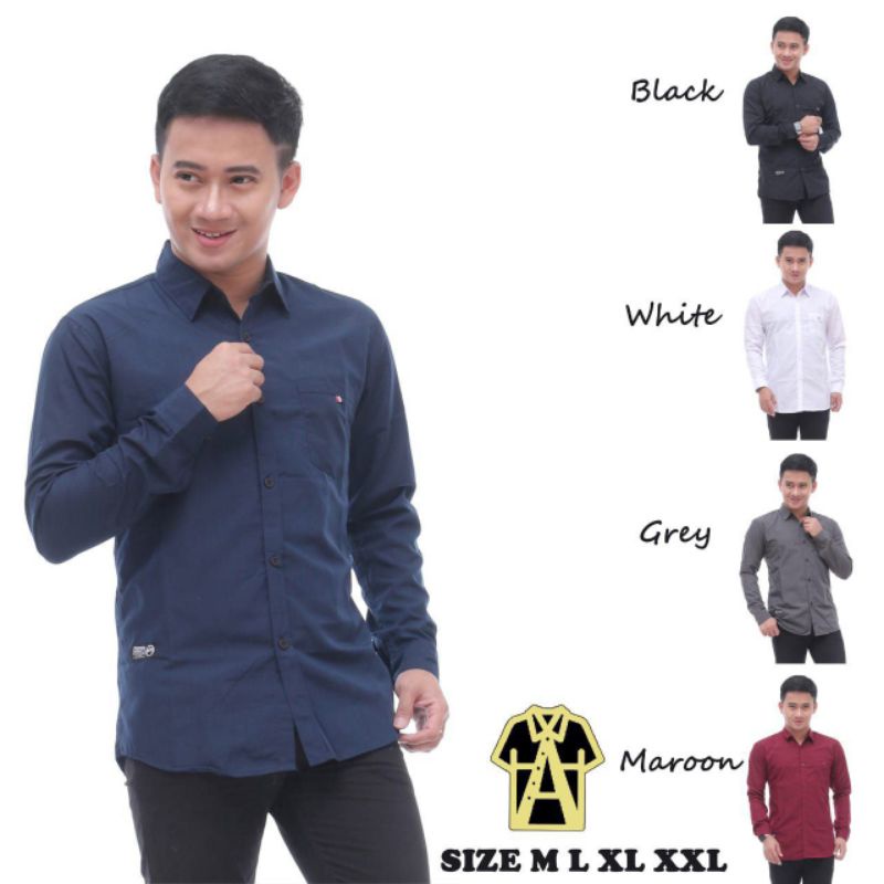 Kemeja Pria Polos Fashion Maikel Katun Strit LD100 PJ70