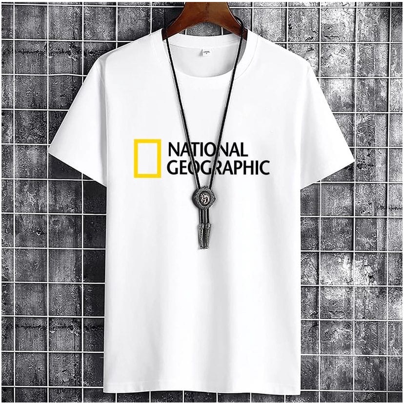 Kiyowo Baju Kaos Distro Fashion Atasan Kasual Pria National Geographic Lengan Pendek