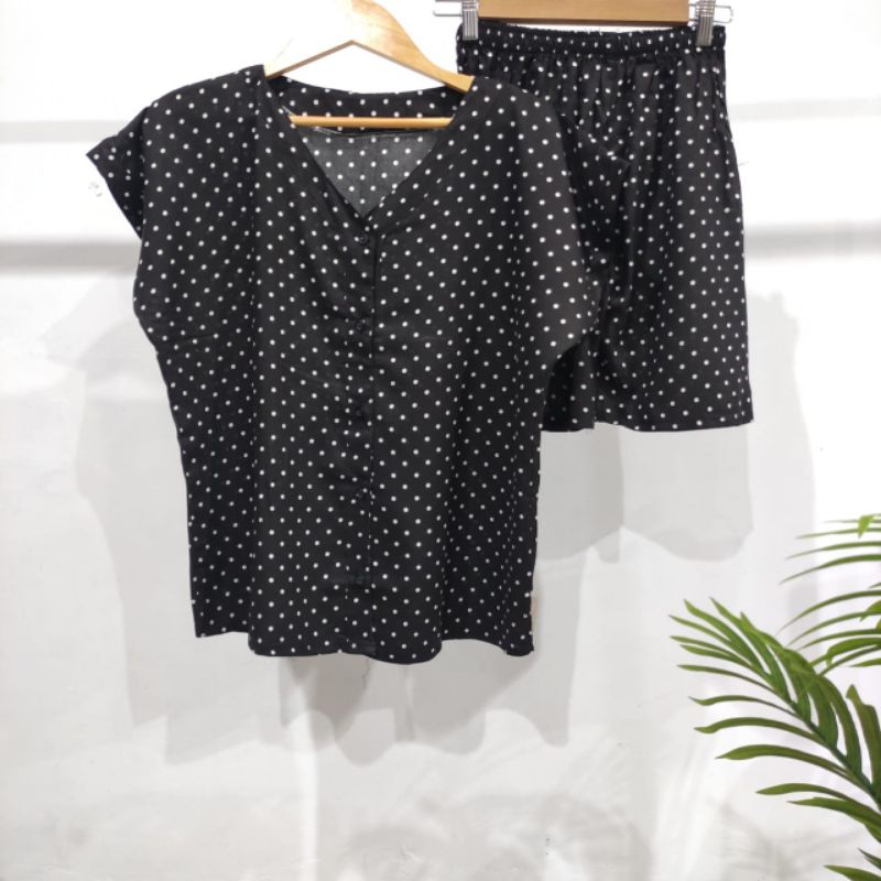 PIYAMA KANCING PENDEK HITS PIYAMA KANCING BUSUI | PIYAMA RAYON | HOMEWEAR-NK PD E