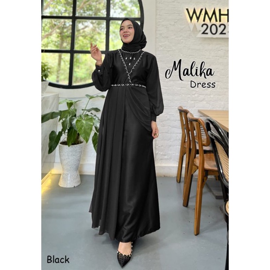 GAMIS MALIKA BLACK / GAMIS MALIKA HITAM / GAUN PESTA MUSLIMAH / GAUN WISUDA / GAMIS WISUDA / BRIDESM