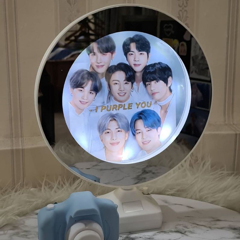 SEHARI JADI jam Cermin mirror kaca magic ajaib frame foto lampu LED hadiah kado gift custom ultah an