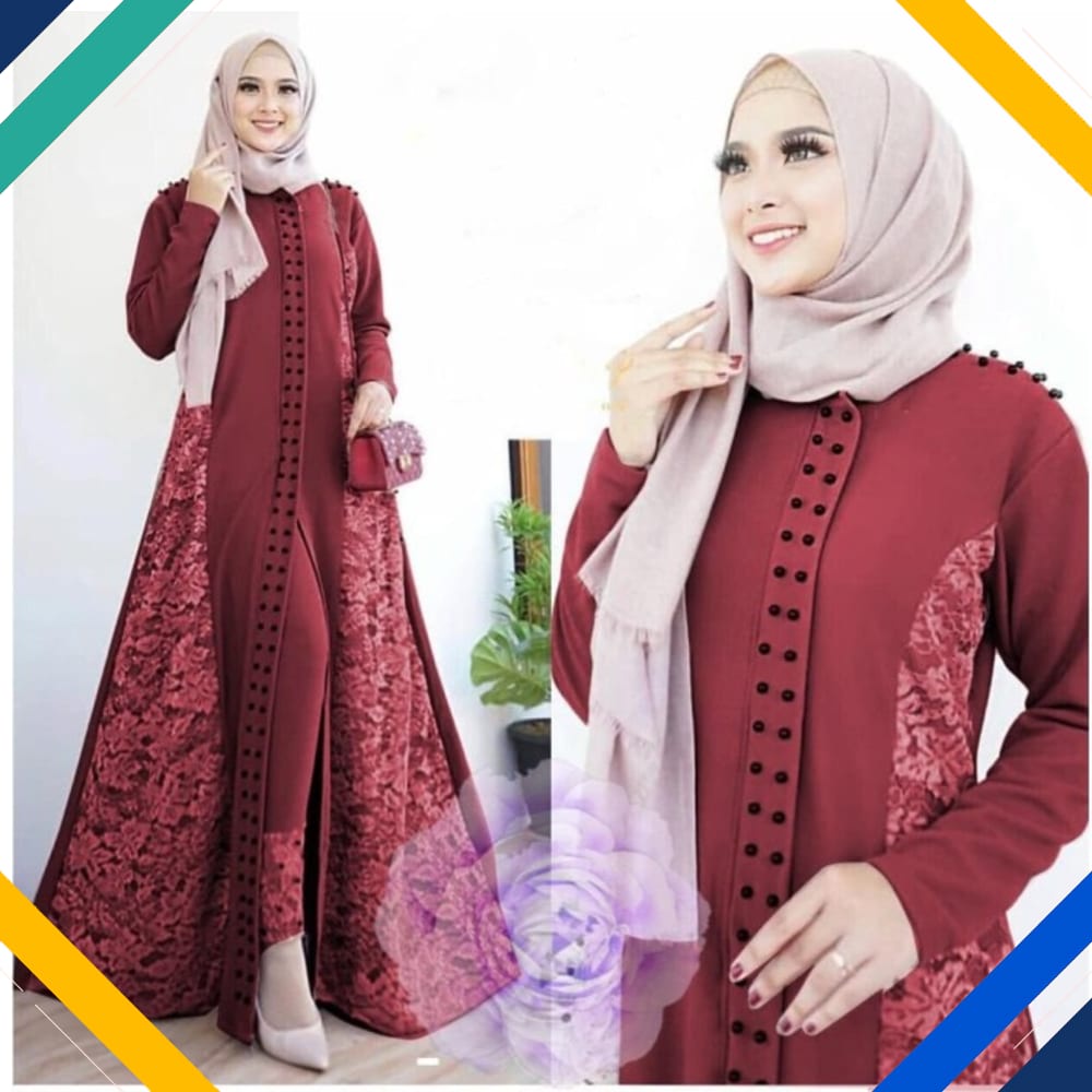 STELAN JOANNA MAROON Kekinian Gamis 0121 Premium SIL
