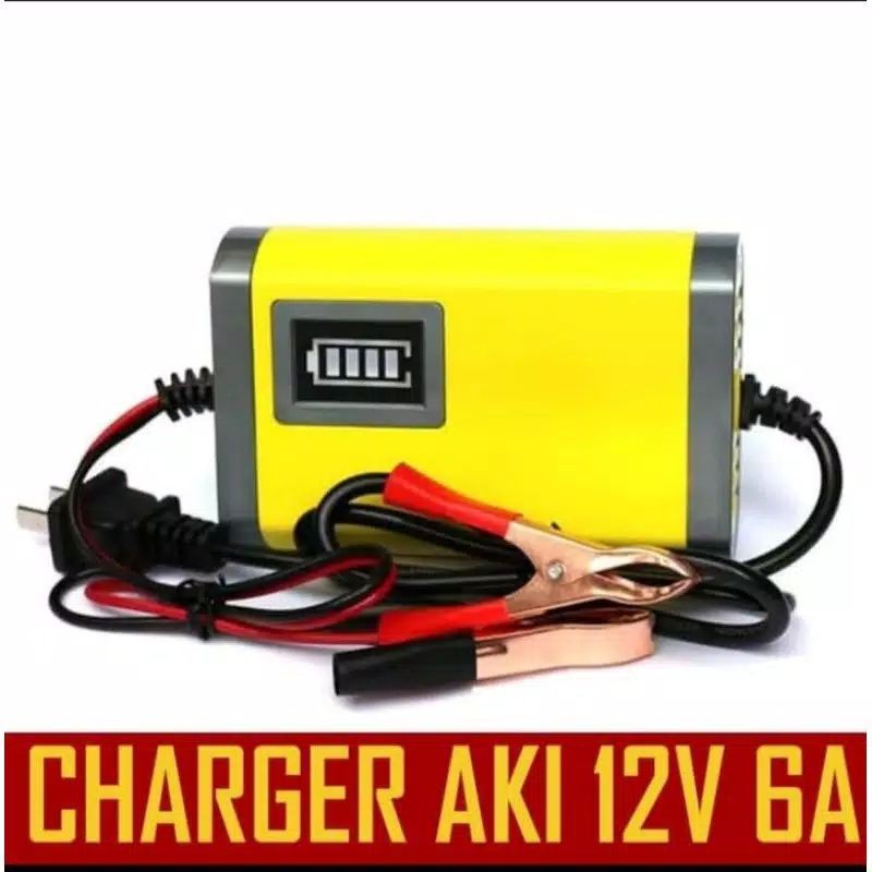 CHARGER Aki 6A 12V Cas Aki Mobil Dan Motor Otomatis Charger Accu Alat Cas Aki