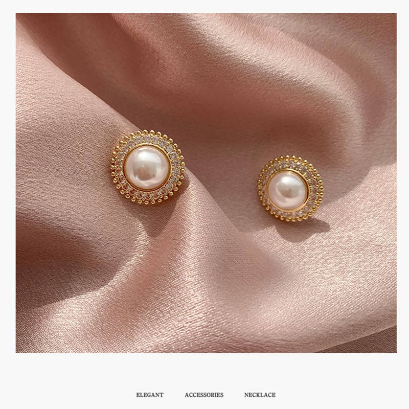 Anting Mutiara Emas Retro Temperamen Sederhana Gaya Korea Untuk Wanita-6