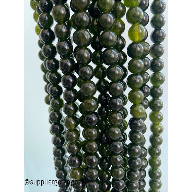 batu black jade aceh serat 8mm renceng kalung gelang akik jade giok