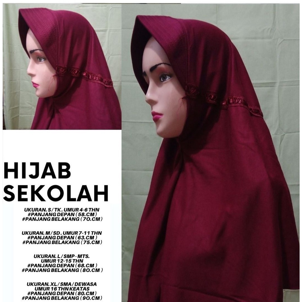 Kerudung sekolah tali pita/hijab anak sekolah SD,SMP,SMA/Jilbab sekolah rabbani KW