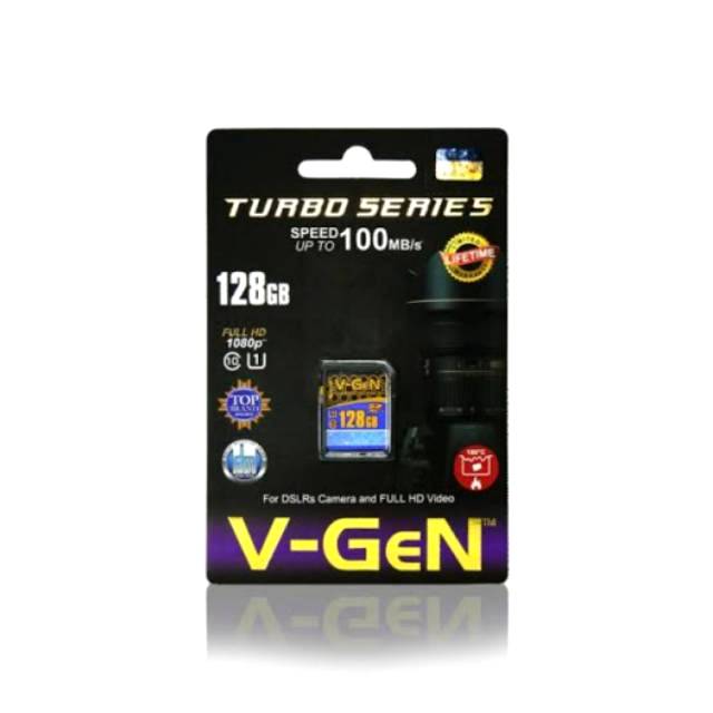 Memori SD Card V-Gen 128 GB Memory Card 128gb Class 10 Turbo Vgen Original Mmc Sdhc Camera DSLRs Kam